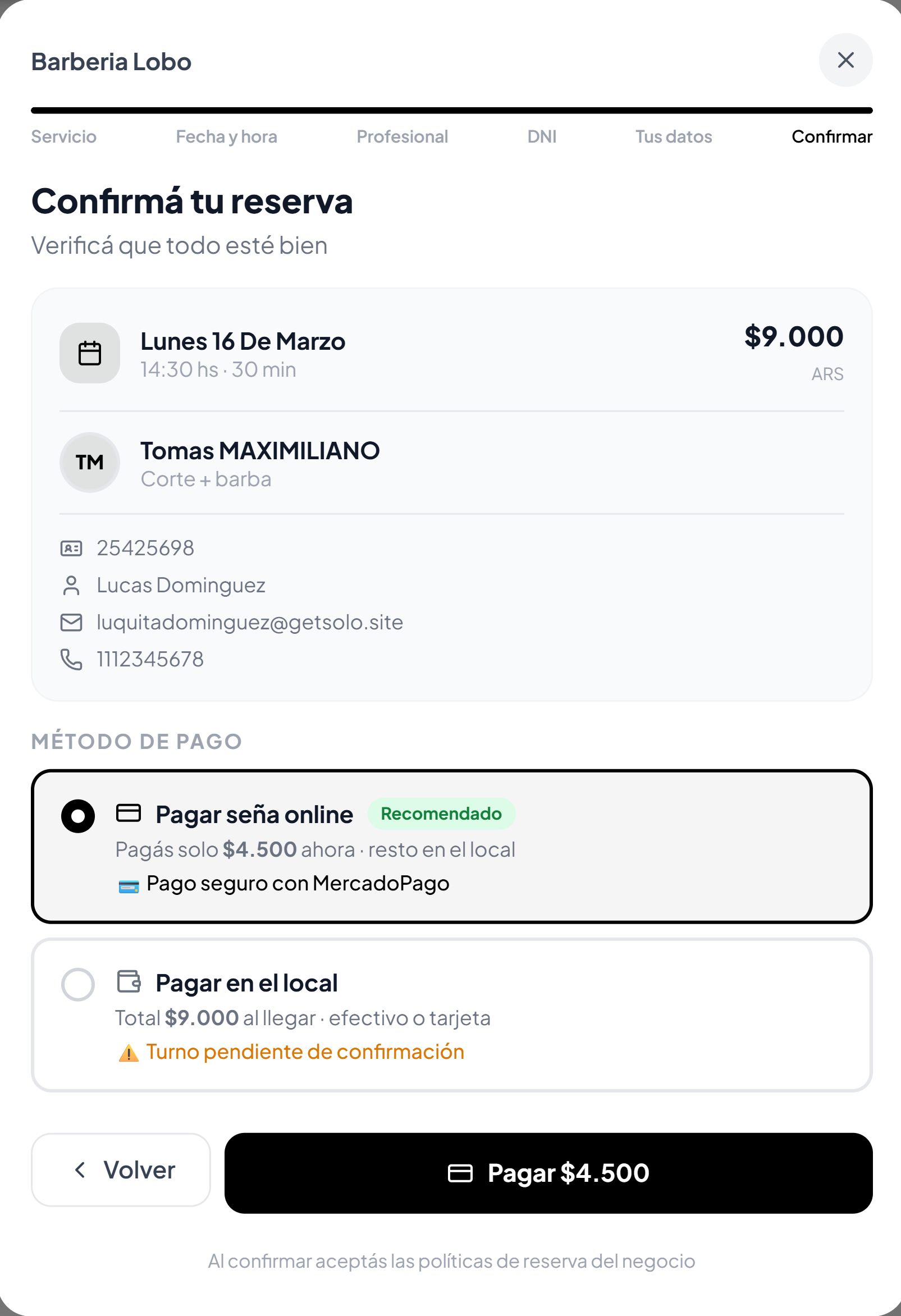 Cobro de señas y pagos online